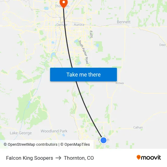 Falcon King Soopers to Thornton, CO map