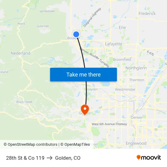 28th St & Co 119 to Golden, CO map