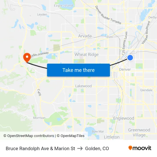 Bruce Randolph Ave & Marion St to Golden, CO map