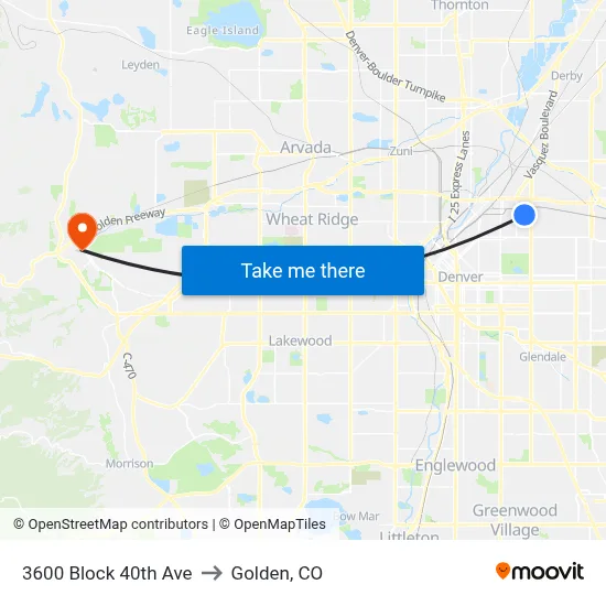 3600 Block 40th Ave to Golden, CO map