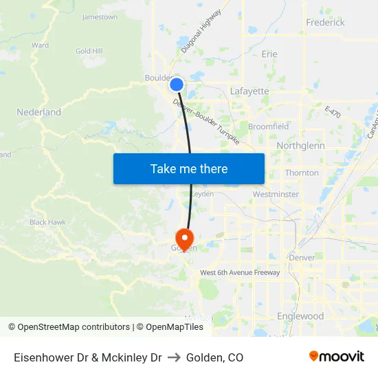 Eisenhower Dr & Mckinley Dr to Golden, CO map