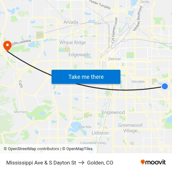 Mississippi Ave & S Dayton St to Golden, CO map