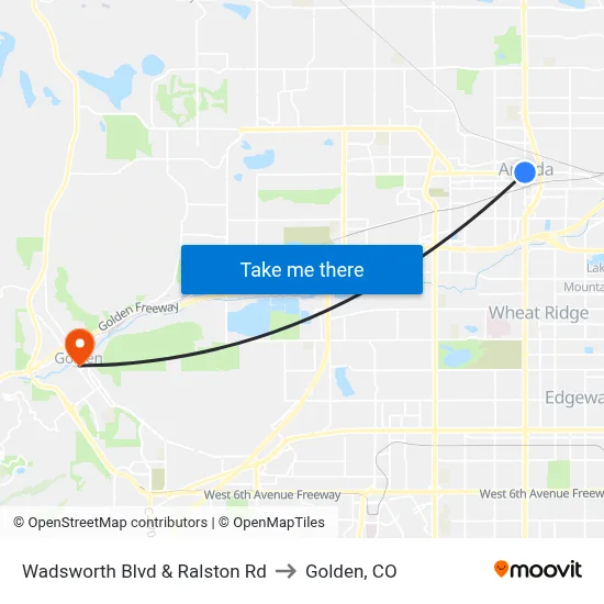 Wadsworth Blvd & Ralston Rd to Golden, CO map