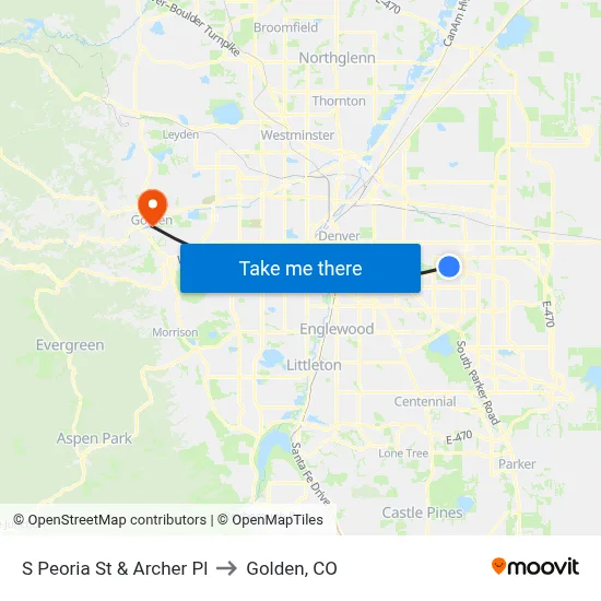 S Peoria St & Archer Pl to Golden, CO map