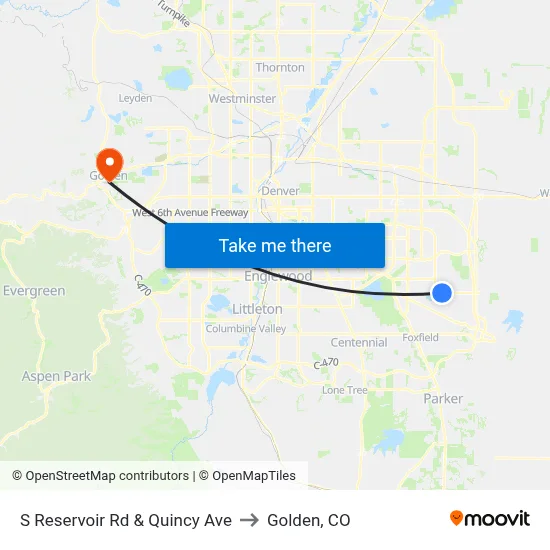 S Reservoir Rd & Quincy Ave to Golden, CO map