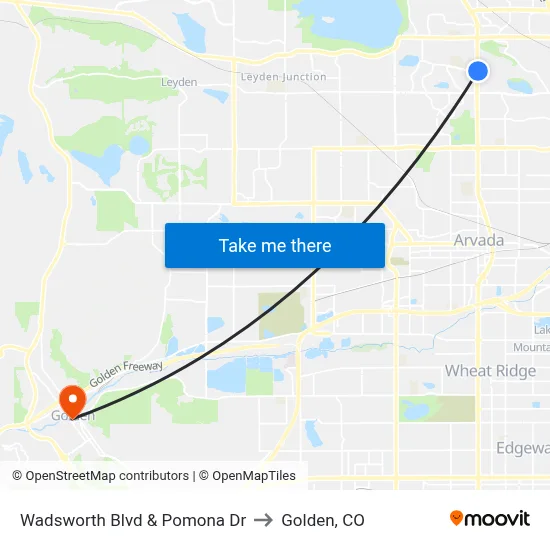 Wadsworth Blvd & Pomona Dr to Golden, CO map