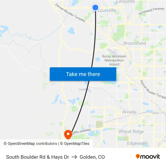 South Boulder Rd & Hays Dr to Golden, CO map