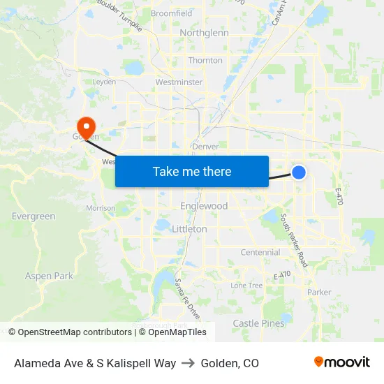 Alameda Ave & S Kalispell Way to Golden, CO map