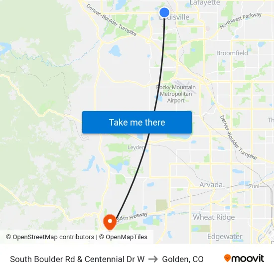 South Boulder Rd & Centennial Dr W to Golden, CO map