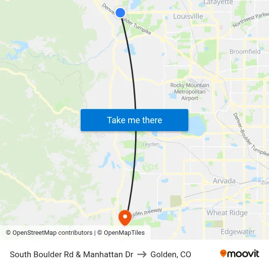South Boulder Rd & Manhattan Dr to Golden, CO map