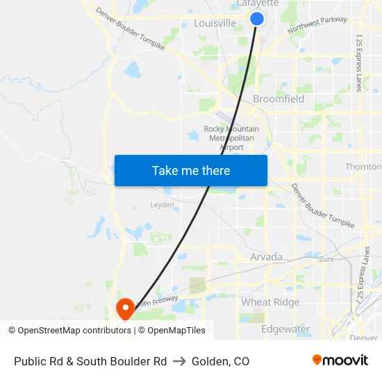 Public Rd & South Boulder Rd to Golden, CO map