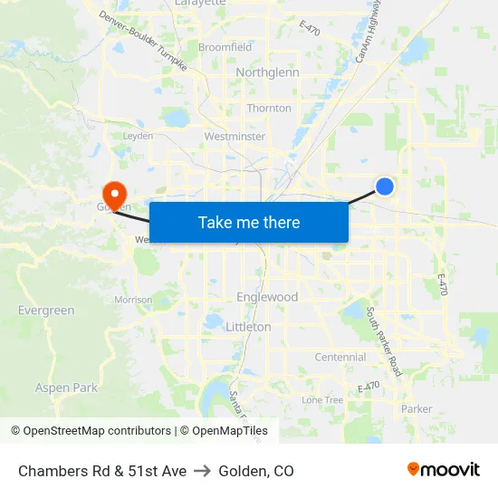 Chambers Rd & 51st Ave to Golden, CO map