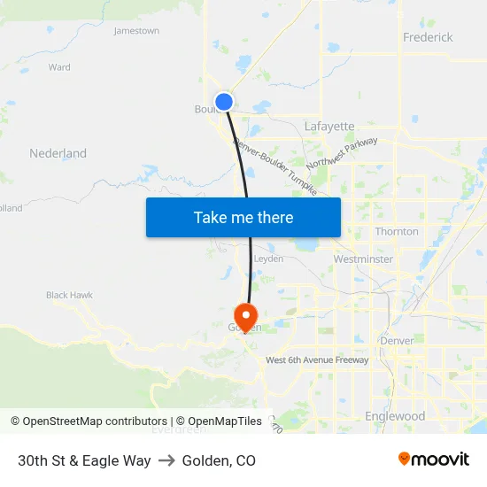 30th St & Eagle Way to Golden, CO map