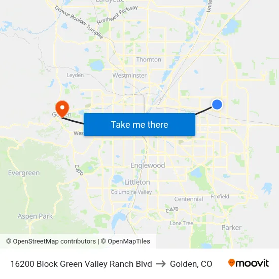 16200 Block Green Valley Ranch Blvd to Golden, CO map