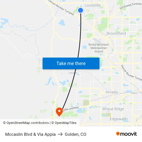Mccaslin Blvd & Via Appia to Golden, CO map