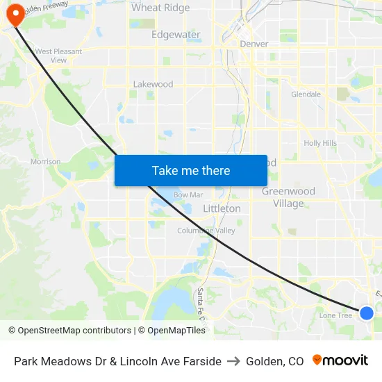 Park Meadows Dr & Lincoln Ave Farside to Golden, CO map
