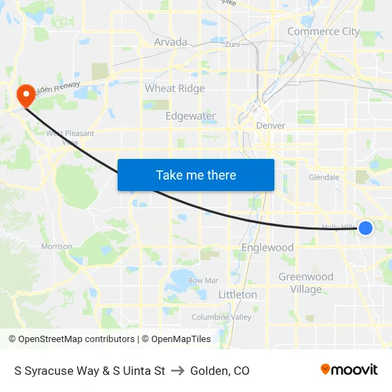 S Syracuse Way & S Uinta St to Golden, CO map