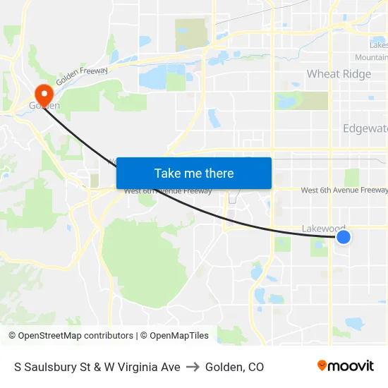 S Saulsbury St & W Virginia Ave to Golden, CO map