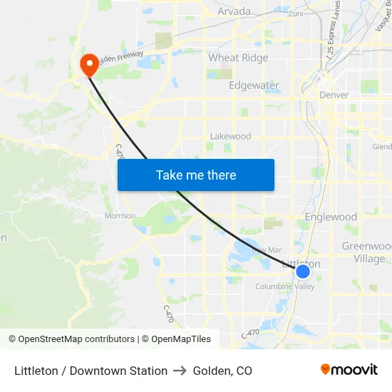 Littleton / Downtown Station to Golden, CO map