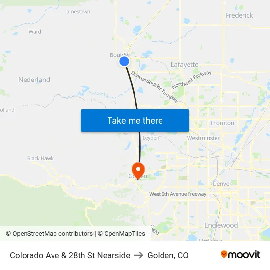 Colorado Ave & 28th St Nearside to Golden, CO map