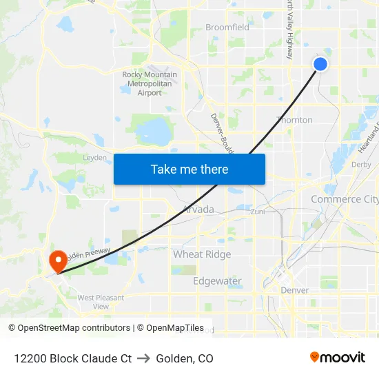 12200 Block Claude Ct to Golden, CO map