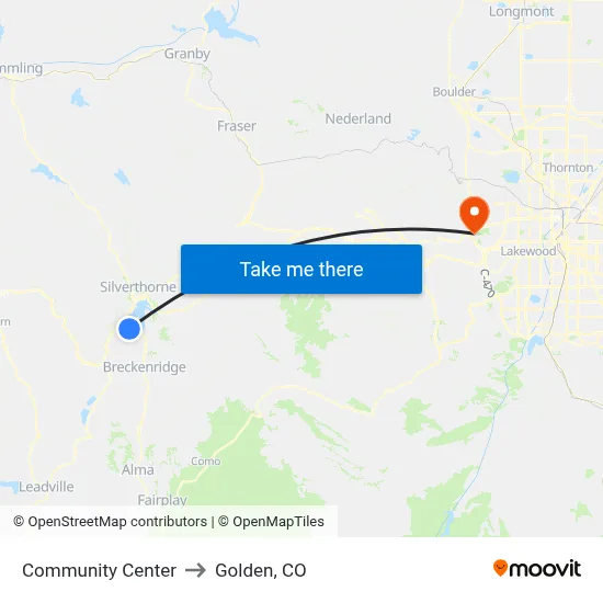 Community Center to Golden, CO map