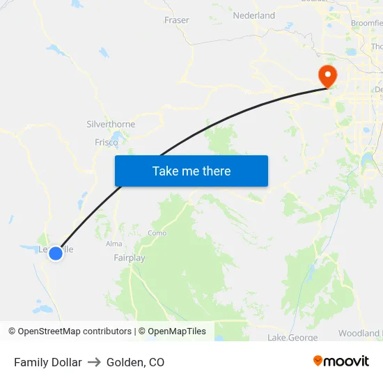 Family Dollar to Golden, CO map