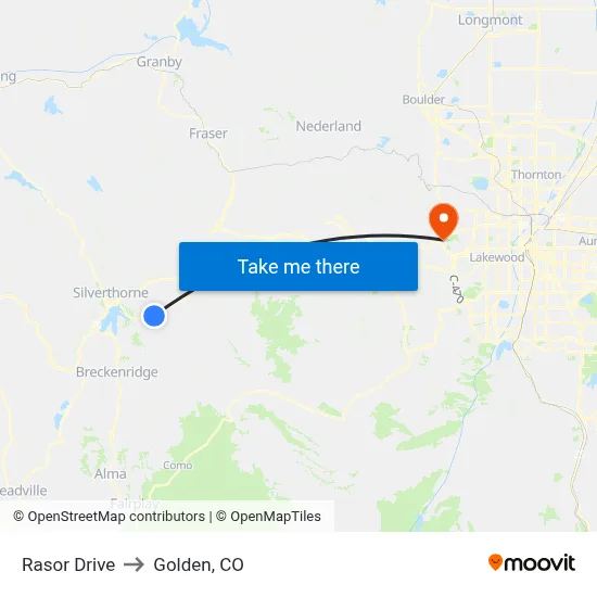 Rasor Drive to Golden, CO map