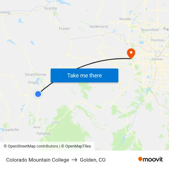 Colorado Mountain College to Golden, CO map