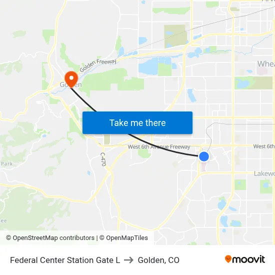 Federal Center Station Gate L to Golden, CO map
