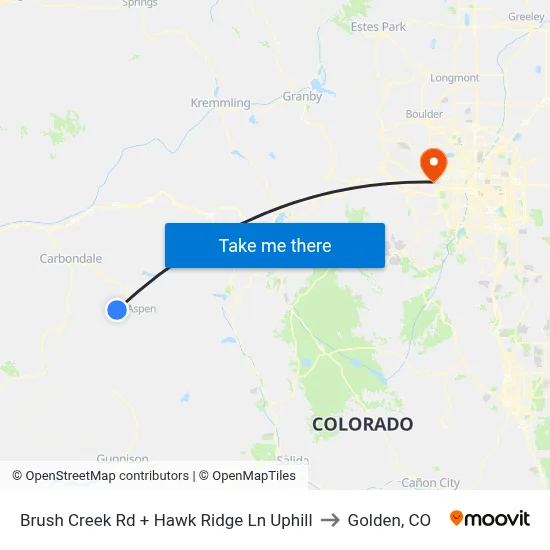Brush Creek Rd + Hawk Ridge Ln Uphill to Golden, CO map