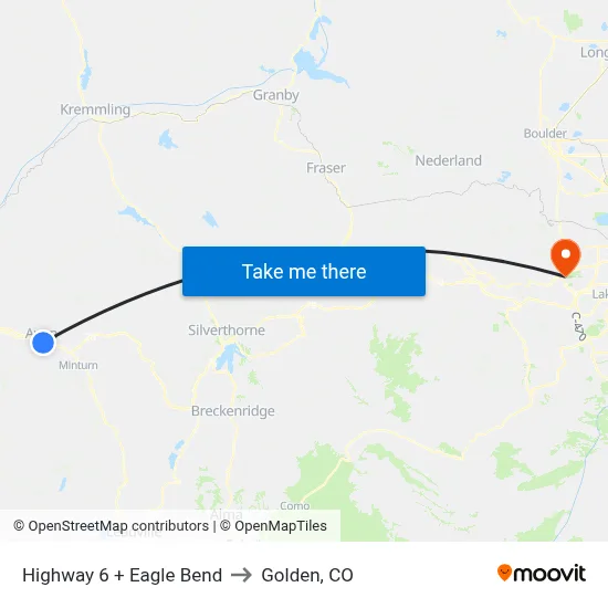 Highway 6 + Eagle Bend to Golden, CO map