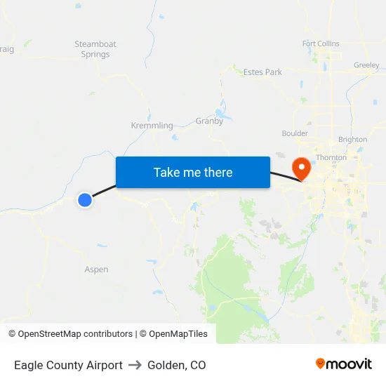 Eagle County Airport to Golden, CO map