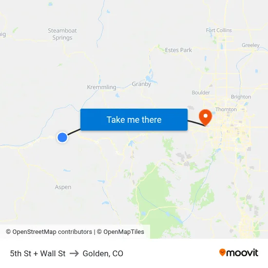 5th St + Wall St to Golden, CO map