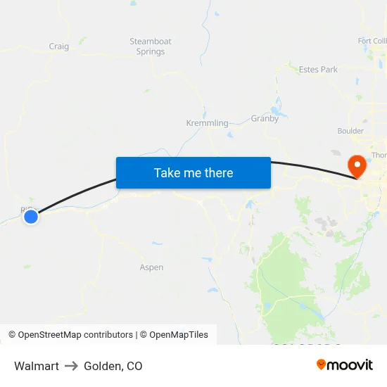 Walmart to Golden, CO map
