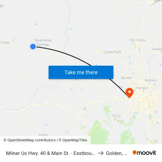 Milner Us Hwy. 40 & Main St. - Eastbound to Golden, CO map