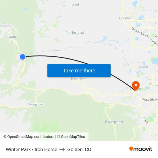 Winter Park - Iron Horse to Golden, CO map