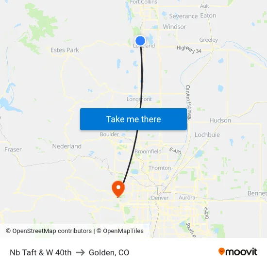 Nb Taft & W 40th to Golden, CO map