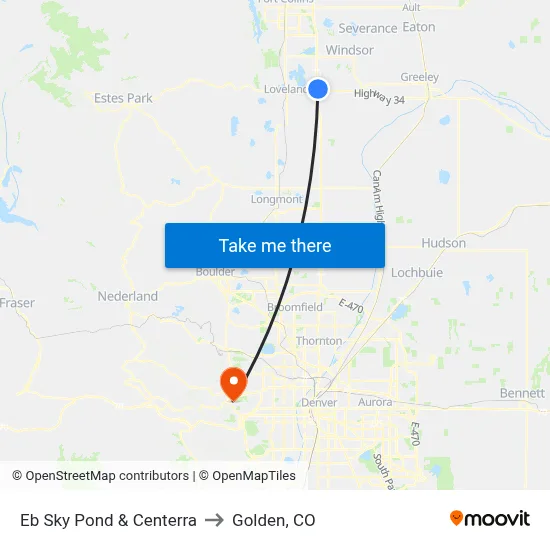 Eb Sky Pond & Centerra to Golden, CO map