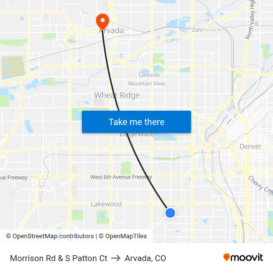 Morrison Rd & S Patton Ct to Arvada, CO map