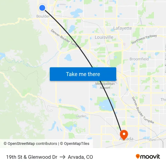 19th St & Glenwood Dr to Arvada, CO map
