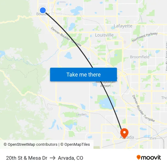 20th St & Mesa Dr to Arvada, CO map