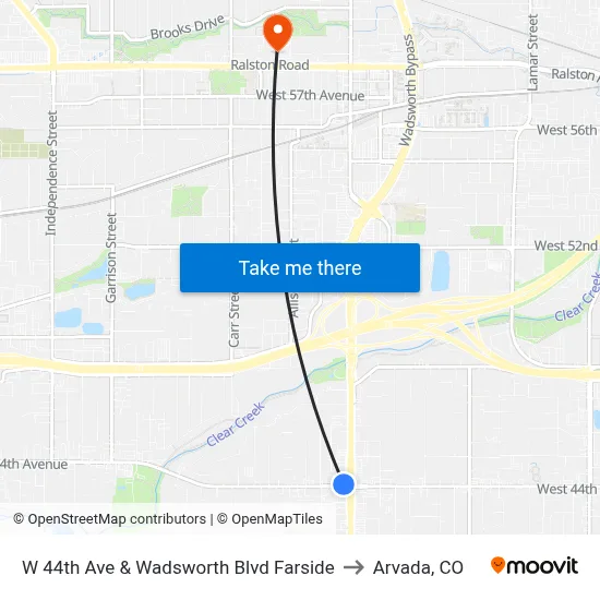 W 44th Ave & Wadsworth Blvd Farside to Arvada, CO map