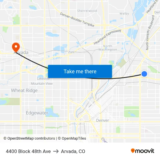 4400 Block 48th Ave to Arvada, CO map