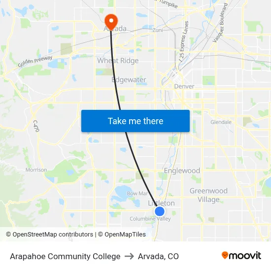 Arapahoe Community College to Arvada, CO map