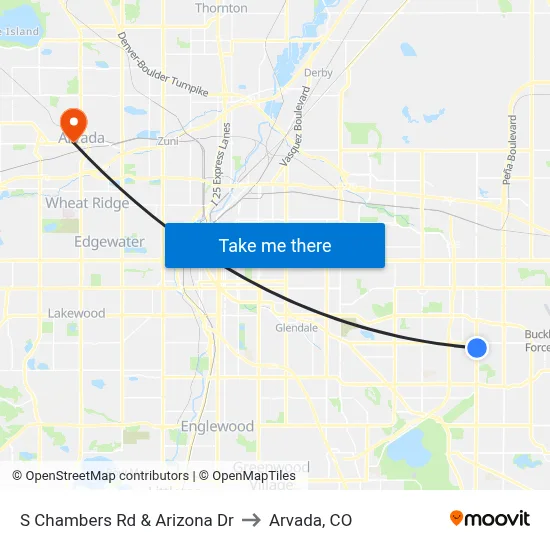 S Chambers Rd & Arizona Dr to Arvada, CO map