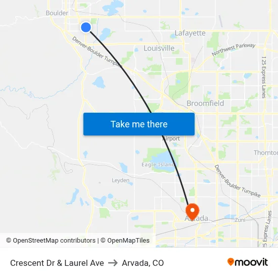 Crescent Dr & Laurel Ave to Arvada, CO map