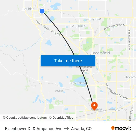 Eisenhower Dr & Arapahoe Ave to Arvada, CO map