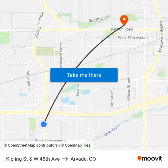 Kipling St & W 48th Ave to Arvada, CO map