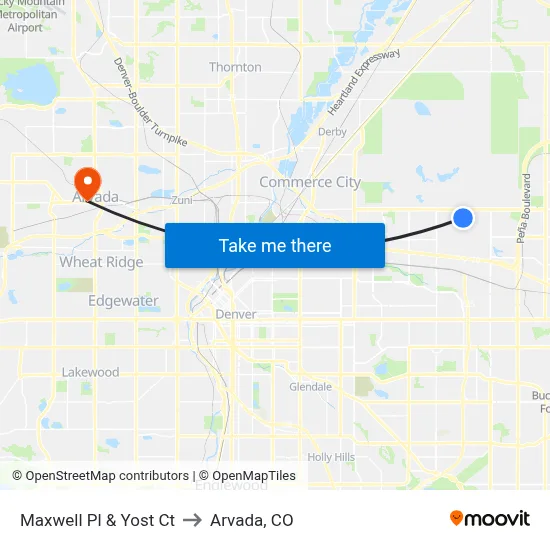 Maxwell Pl & Yost Ct to Arvada, CO map